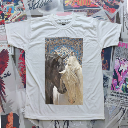 Horse Graphic T Shirt | Soft Cotton Crew Neck Shirt | Casual Daily Wear Top