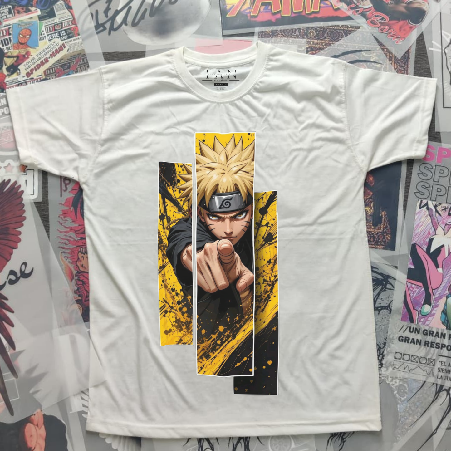 Anime Ninja Inspired Graphic T-Shirt – Black Cotton Streetwear Tee – Japanese Anime Style Unisex Shirt