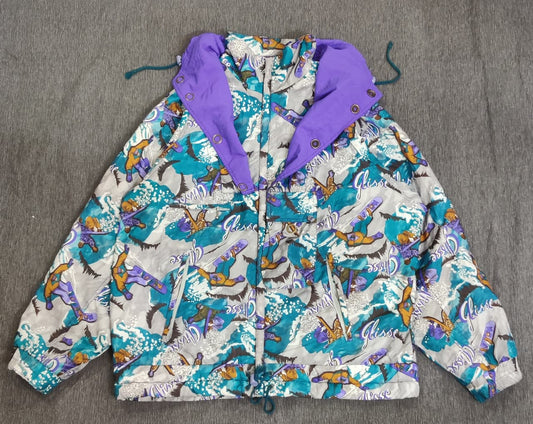 VTG 90s Ski Jacket | Austrian Sportmode PZ Zinke | Colorful Snowboard Print | Made in Austria | Retro Winter Jacket