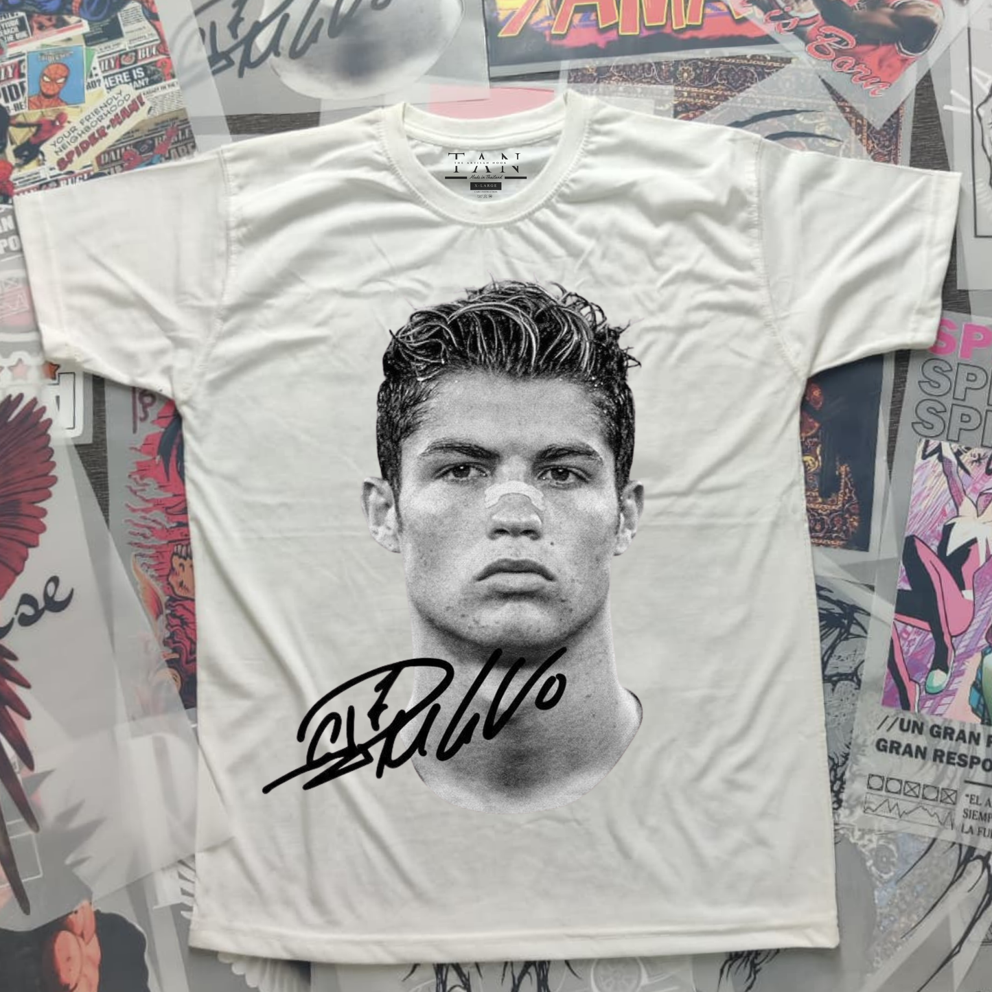 Leo Messi / CR7 / Neymar Big Face VTG Cotton Graphic Tee – Streetwear Shirt